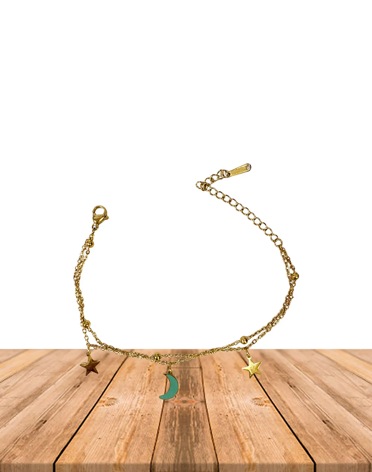 Brazalete / Tobillera de Acero inoxidable dijes-luna y estrella 3
