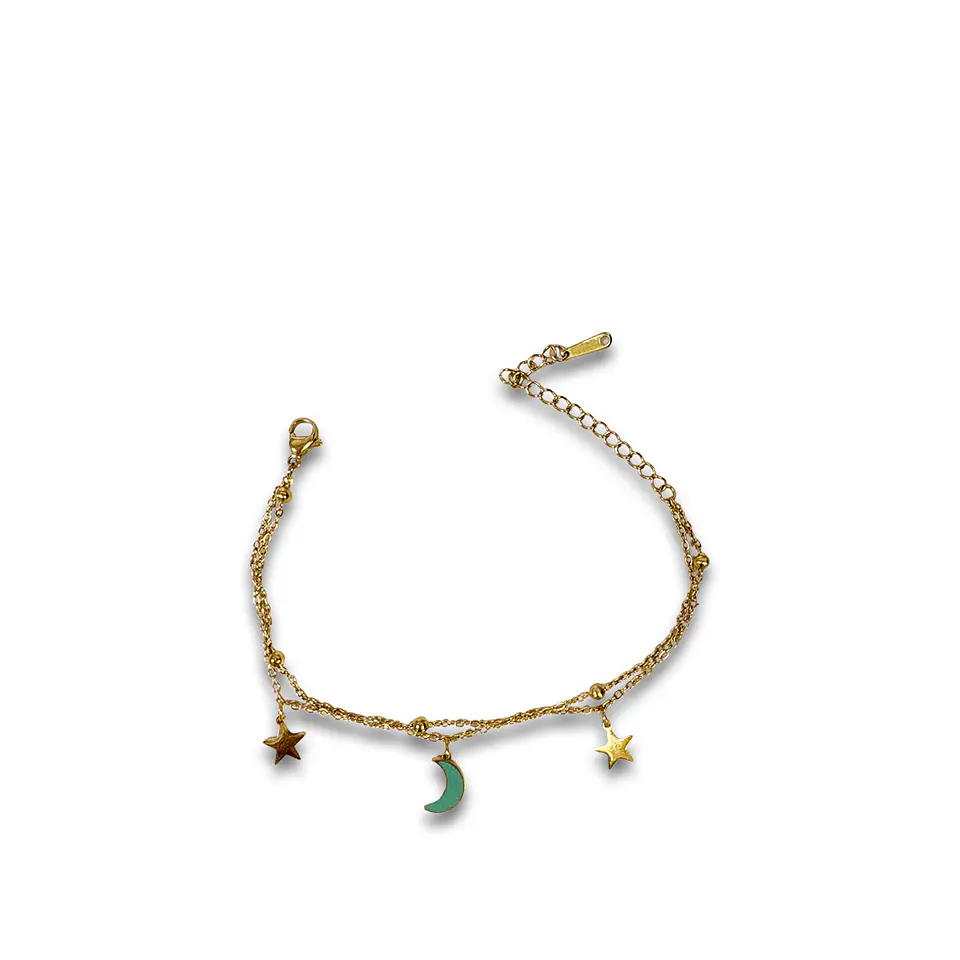 Brazalete / Tobillera de Acero inoxidable dijes-luna y estrella 4