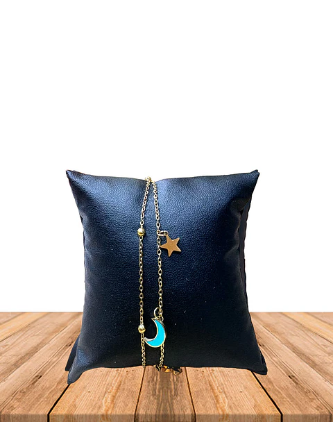 Brazalete / Tobillera de Acero inoxidable dijes-luna y estrella