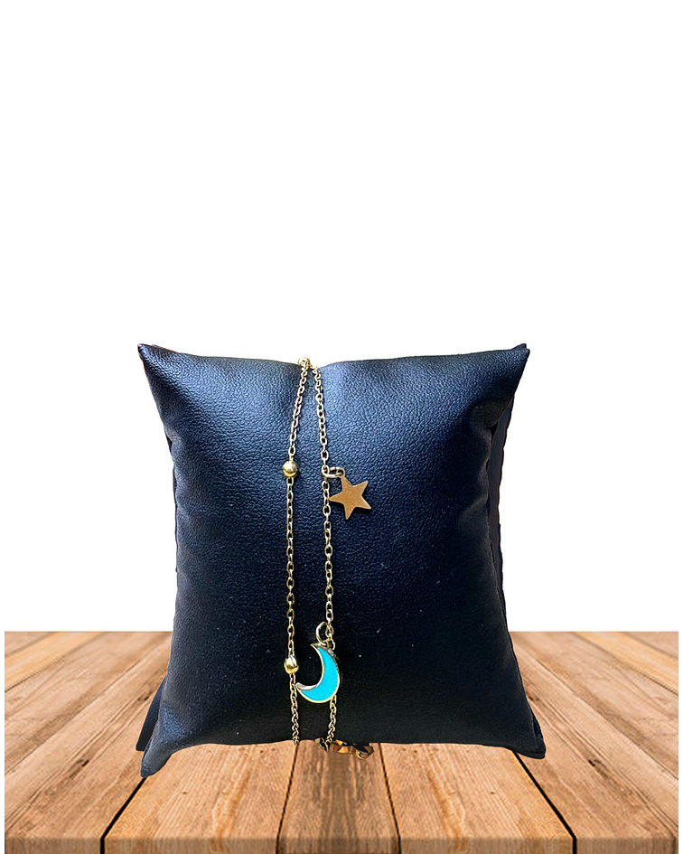 Brazalete / Tobillera de Acero inoxidable dijes-luna y estrella
