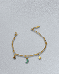Brazalete / Tobillera de Acero inoxidable dijes-luna y estrella
