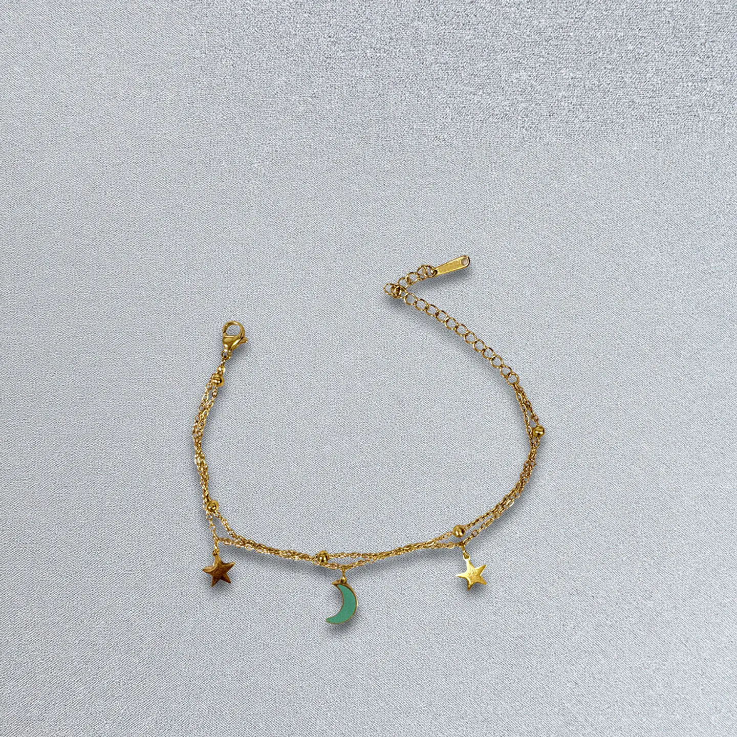 Brazalete / Tobillera de Acero inoxidable dijes-luna y estrella 9