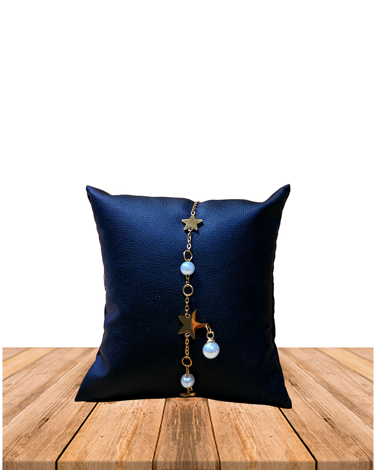 Brazalete / Tobillera de Acero inoxidable dijes-estrella y perlas