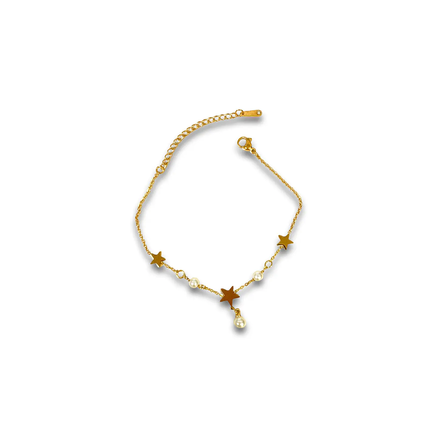 Brazalete / Tobillera de Acero inoxidable dijes-estrella y perlas 3