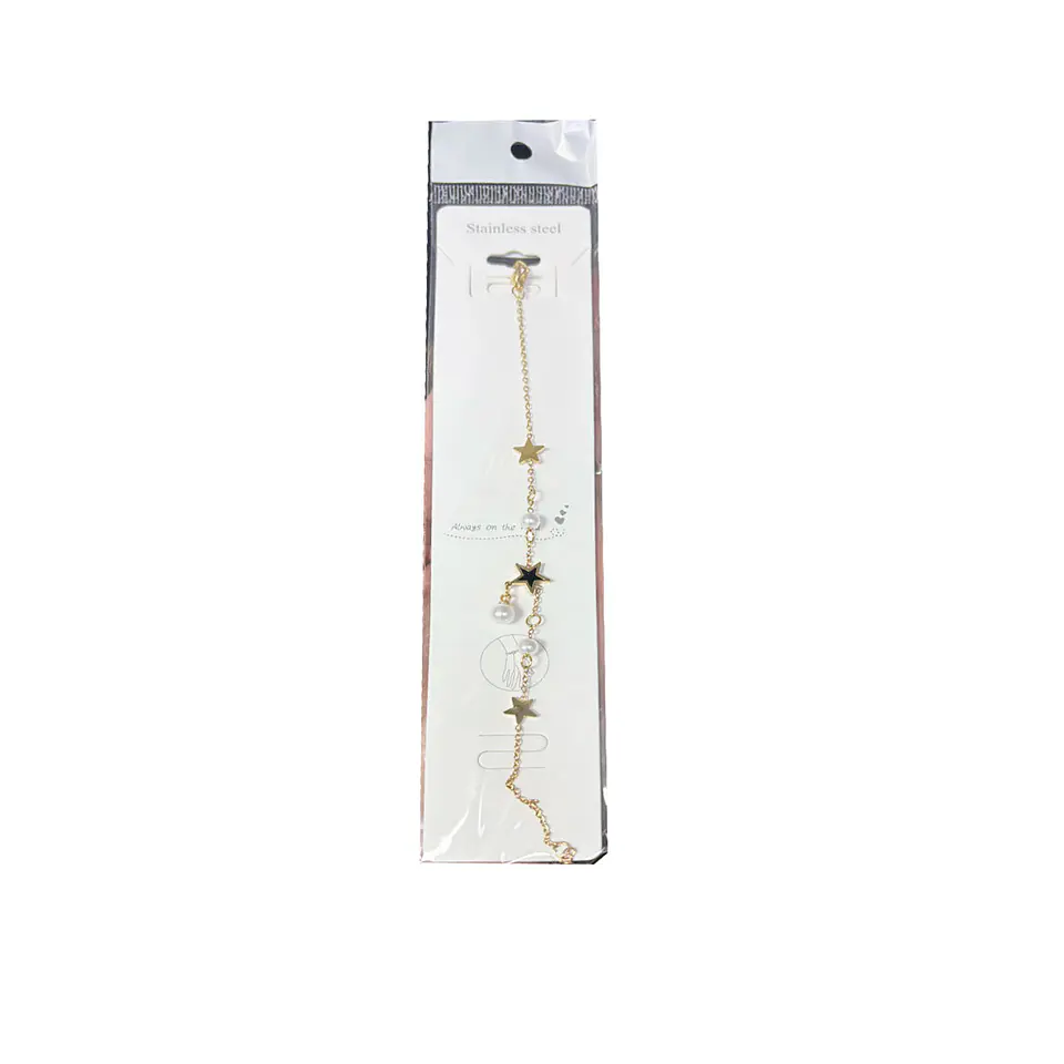 Brazalete / Tobillera de Acero inoxidable dijes-estrella y perlas 4