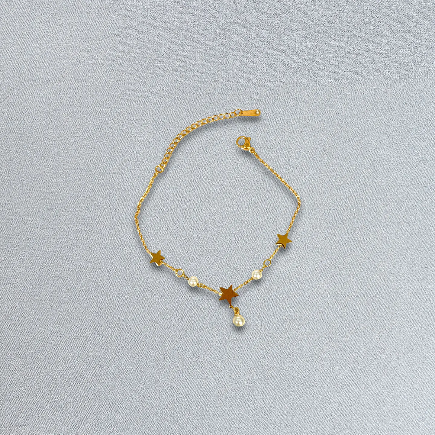 Brazalete / Tobillera de Acero inoxidable dijes-estrella y perlas 6