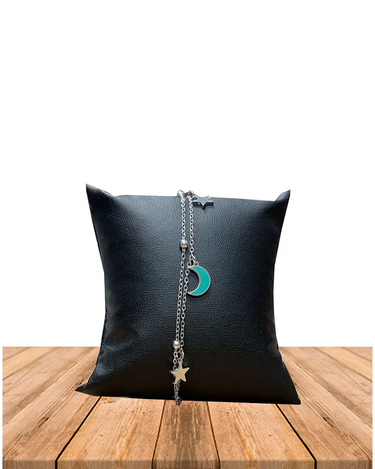 Brazalete / Tobillera de Acero inoxidable dijes-luna y estrella
