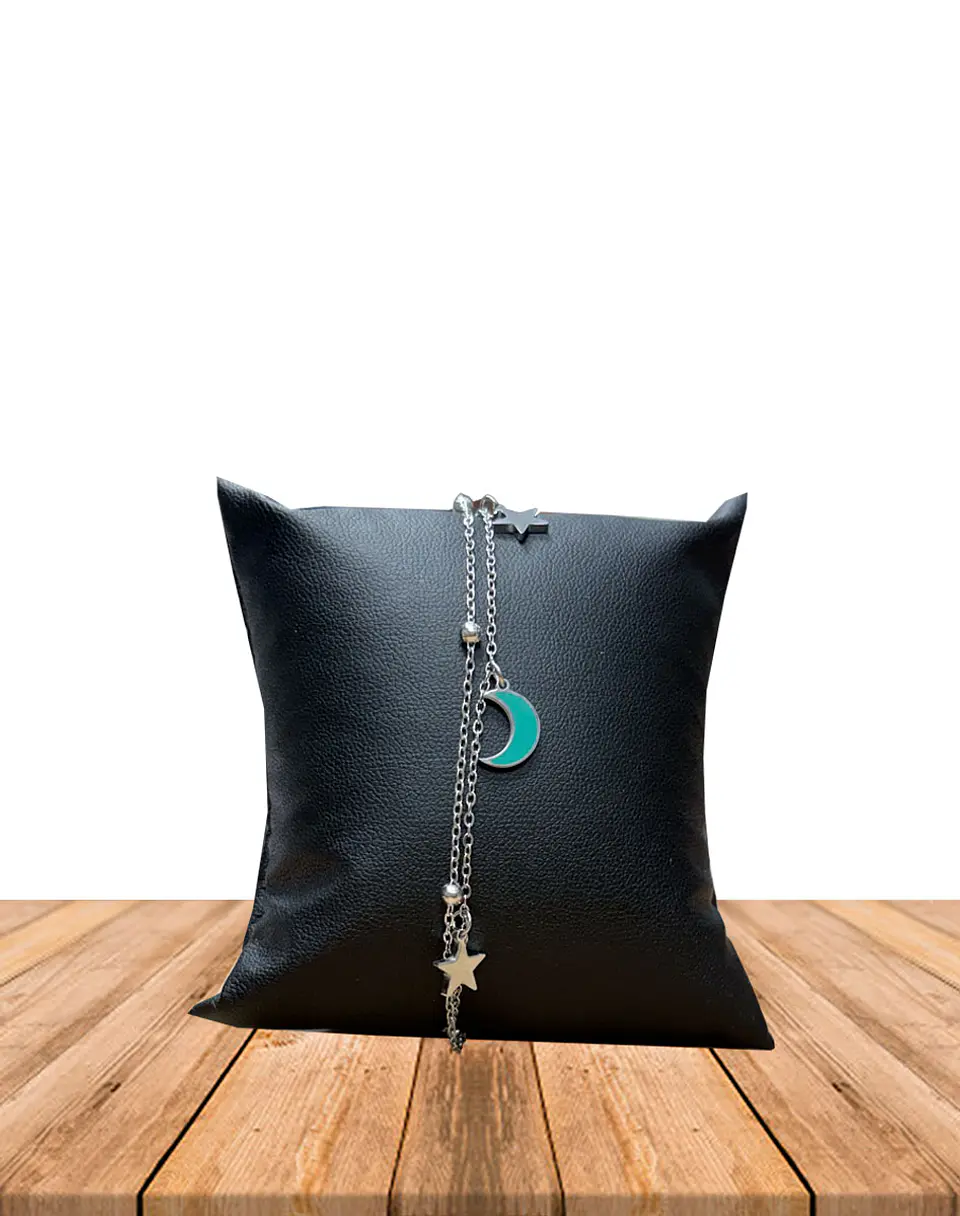 Brazalete / Tobillera de Acero inoxidable dijes-luna y estrella 2