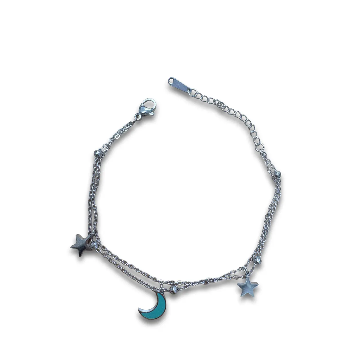 Brazalete / Tobillera de Acero inoxidable dijes-luna y estrella 5