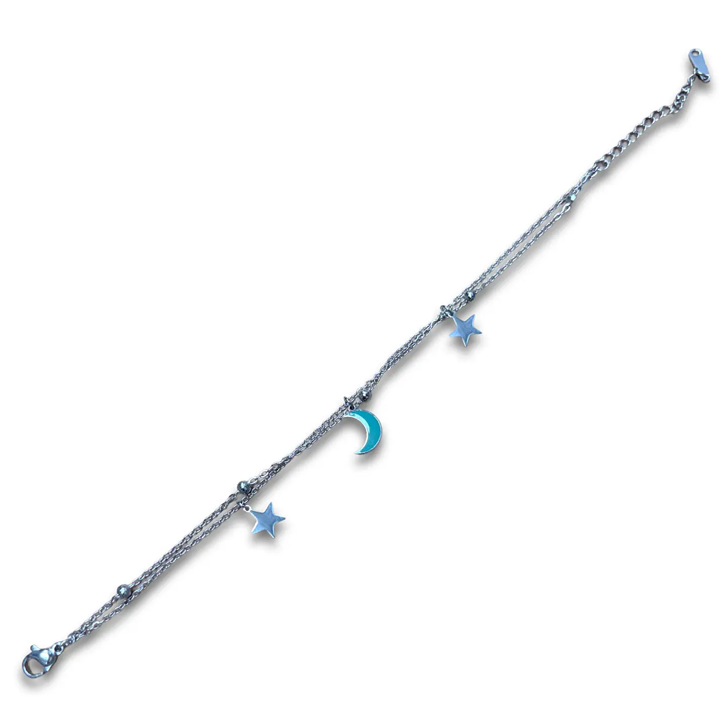Brazalete / Tobillera de Acero inoxidable dijes-luna y estrella 7
