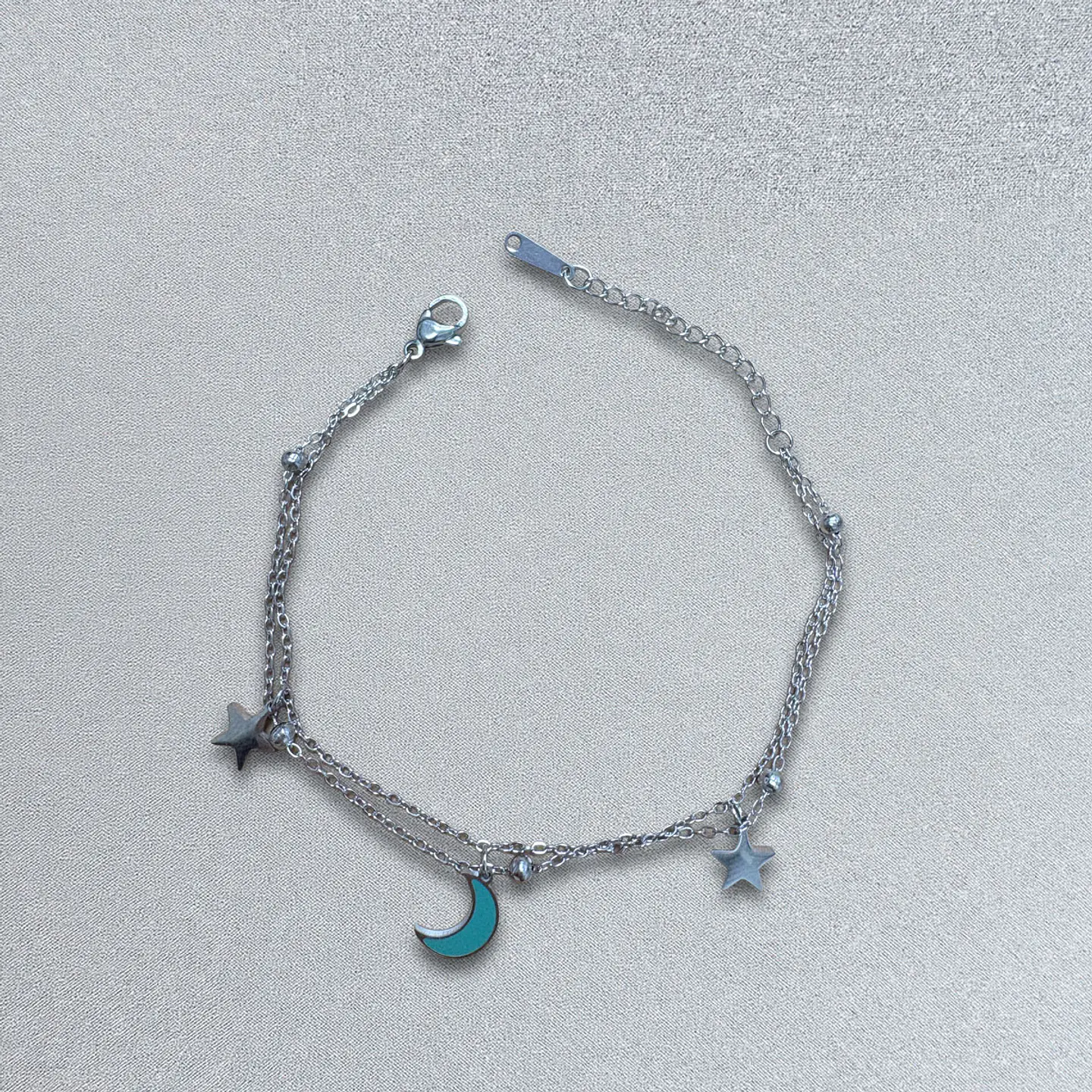 Brazalete / Tobillera de Acero inoxidable dijes-luna y estrella 10