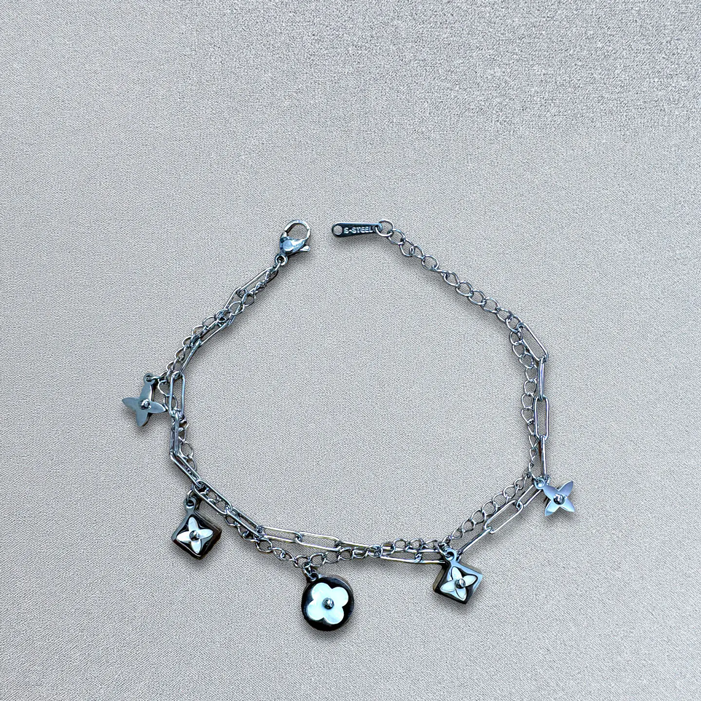 Brazalete / Tobillera de Acero inoxidable doble línea  10