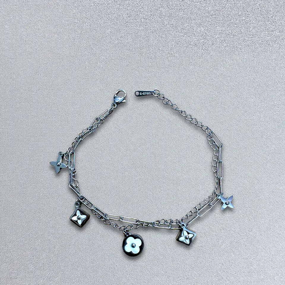 Brazalete / Tobillera de Acero inoxidable doble línea  10