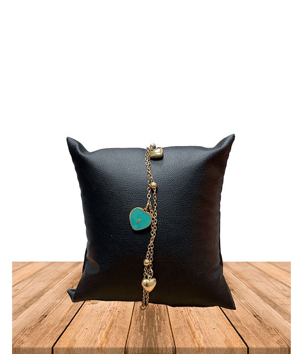 Brazalete / Tobillera de Acero inoxidable doble línea - Corazones