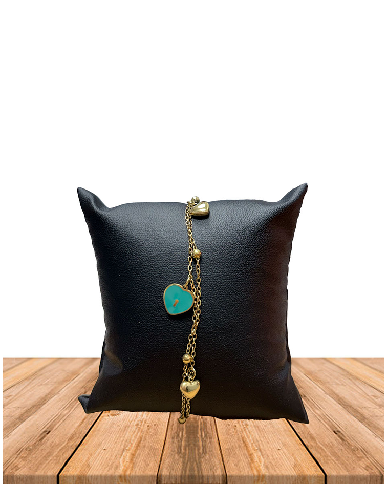 Brazalete / Tobillera de Acero inoxidable doble línea - Corazones