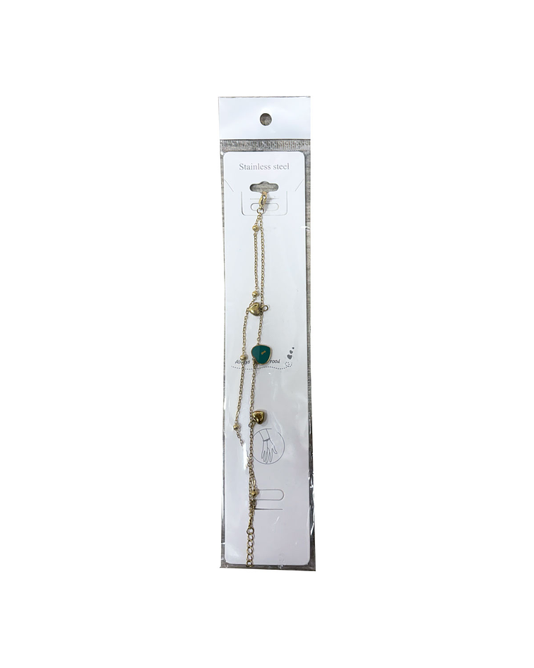 Brazalete / Tobillera de Acero inoxidable doble línea - Corazones