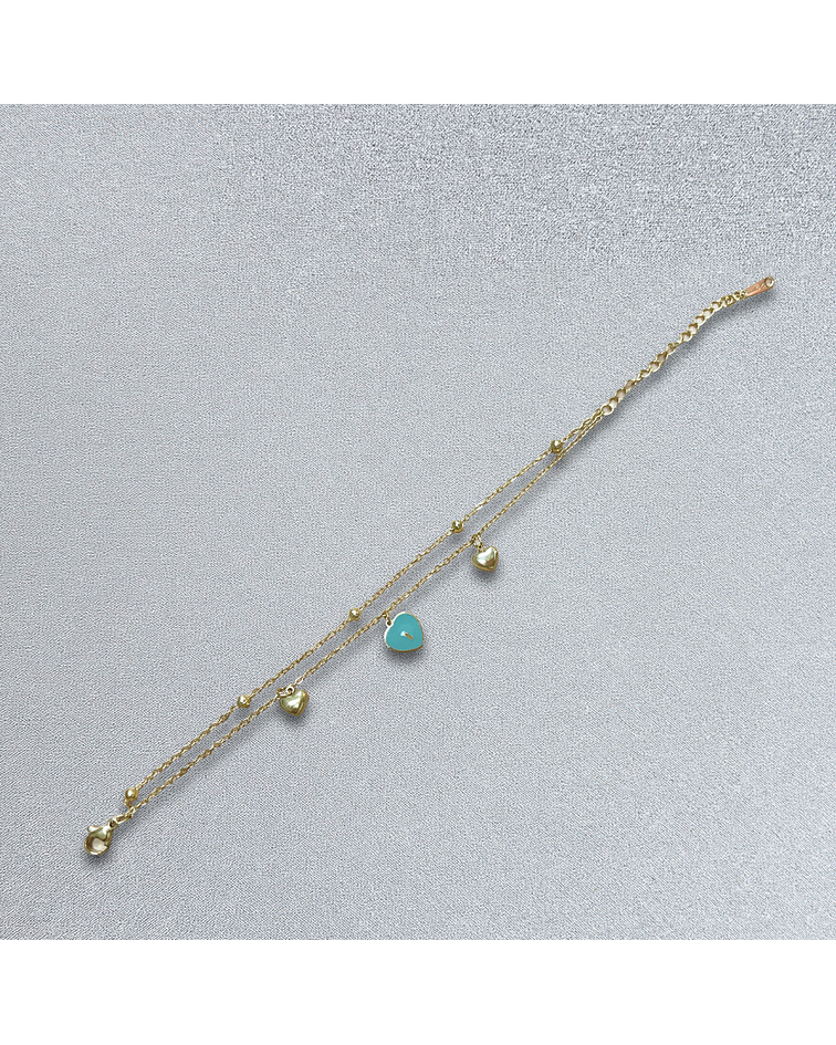 Brazalete / Tobillera de Acero inoxidable doble línea - Corazones