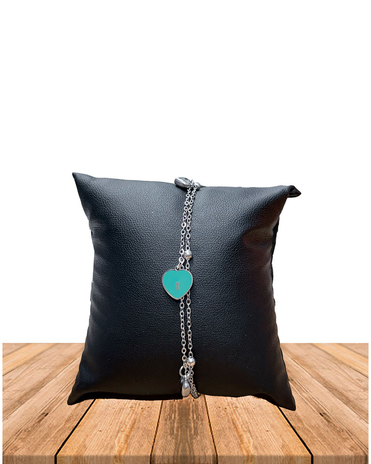 Brazalete / Tobillera de Acero inoxidable doble línea - Corazones