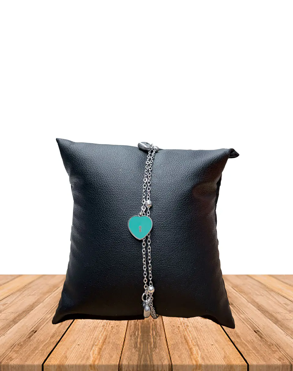 Brazalete / Tobillera de Acero inoxidable doble línea - Corazones 2