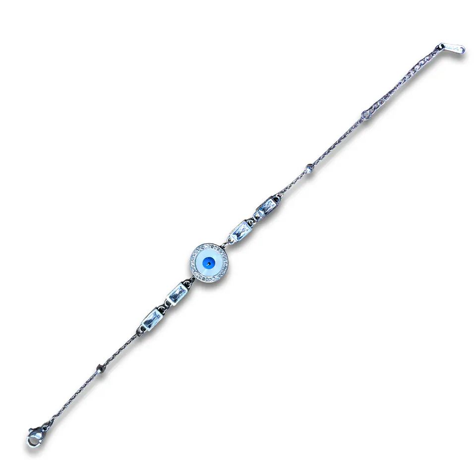 Brazalete de Acero inoxidable tercer ojo y diamantes 10
