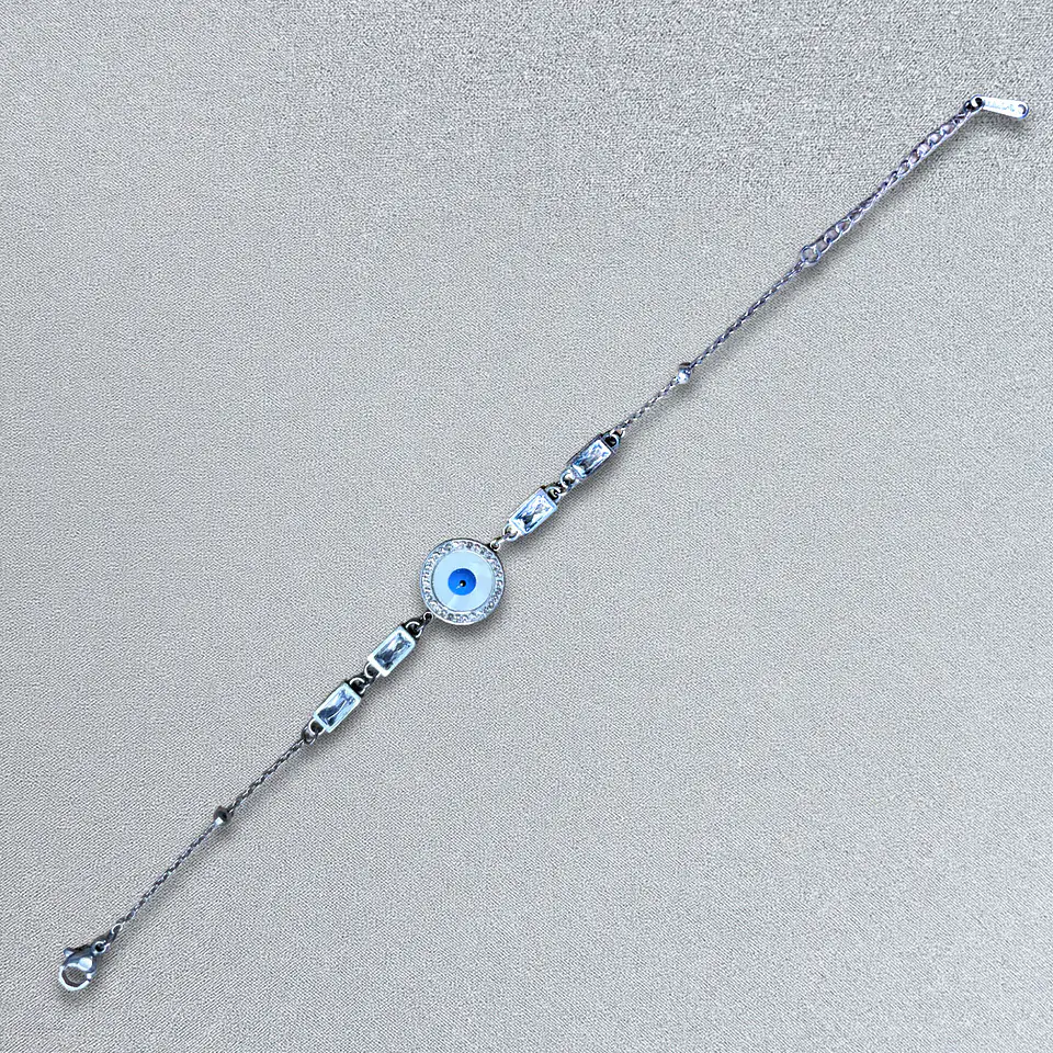 Brazalete de Acero inoxidable tercer ojo y diamantes 9