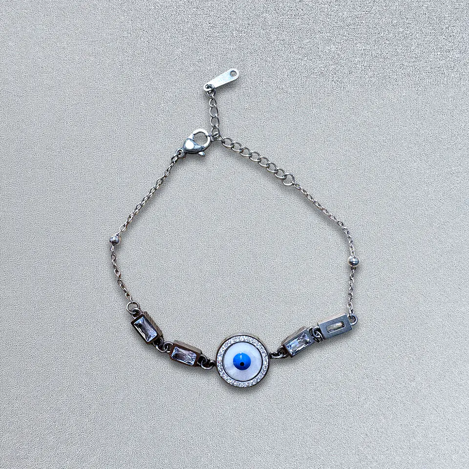 Brazalete de Acero inoxidable tercer ojo y diamantes 8