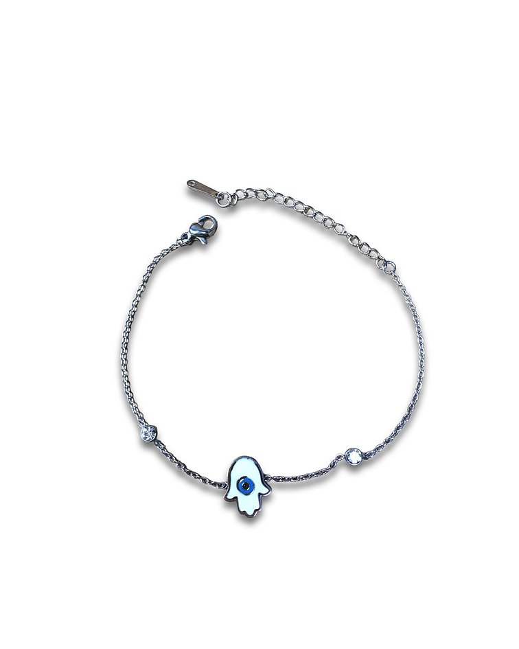 Brazalete / Tobillera de Acero inoxidable Tercer ojo y diamantes