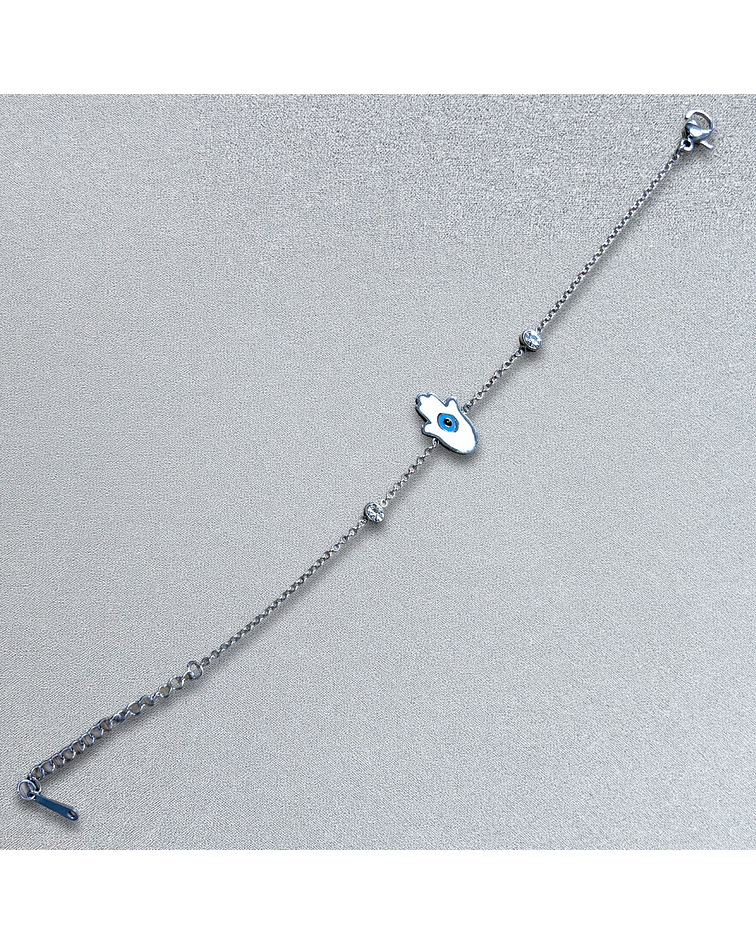 Brazalete / Tobillera de Acero inoxidable Tercer ojo y diamantes