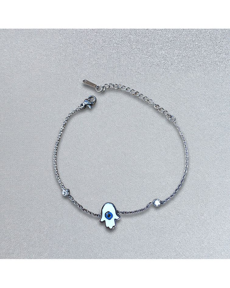 Brazalete / Tobillera de Acero inoxidable Tercer ojo y diamantes