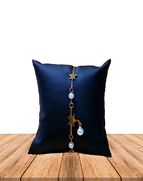 Brazalete / Tobillera de Acero inoxidable dijes-estrella y perlas