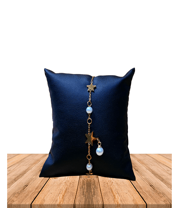 Brazalete / Tobillera de Acero inoxidable dijes-estrella y perlas