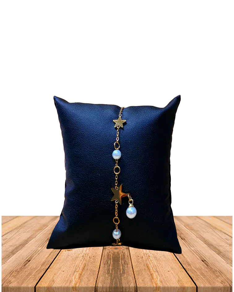 Brazalete / Tobillera de Acero inoxidable dijes-estrella y perlas