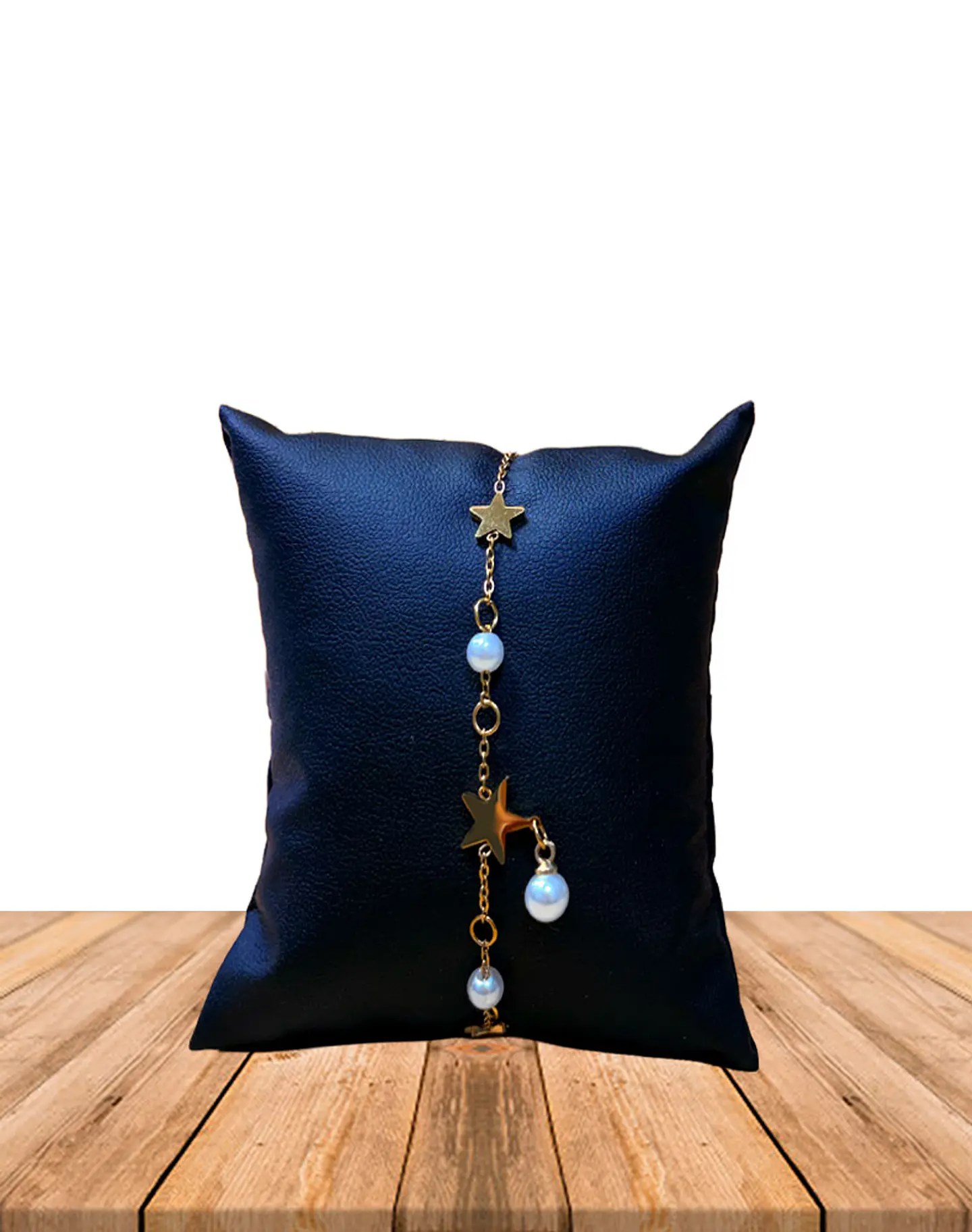 Brazalete / Tobillera de Acero inoxidable dijes-estrella y perlas 1