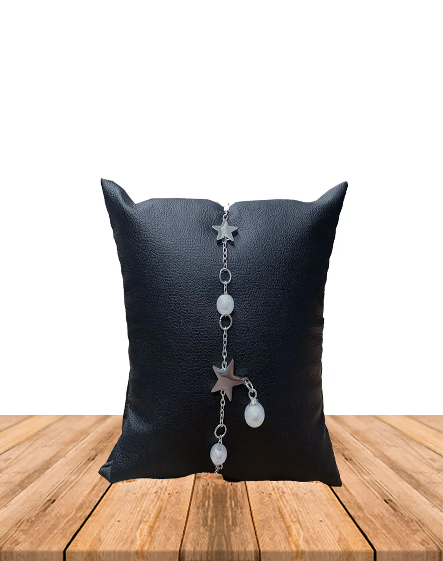 Brazalete / Tobillera de Acero inoxidable dijes-estrella y perlas 2
