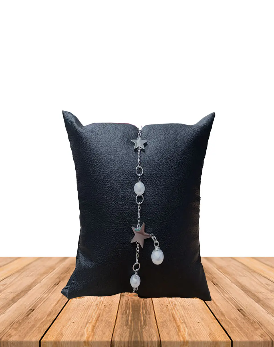 Brazalete / Tobillera de Acero inoxidable dijes-estrella y perlas 2