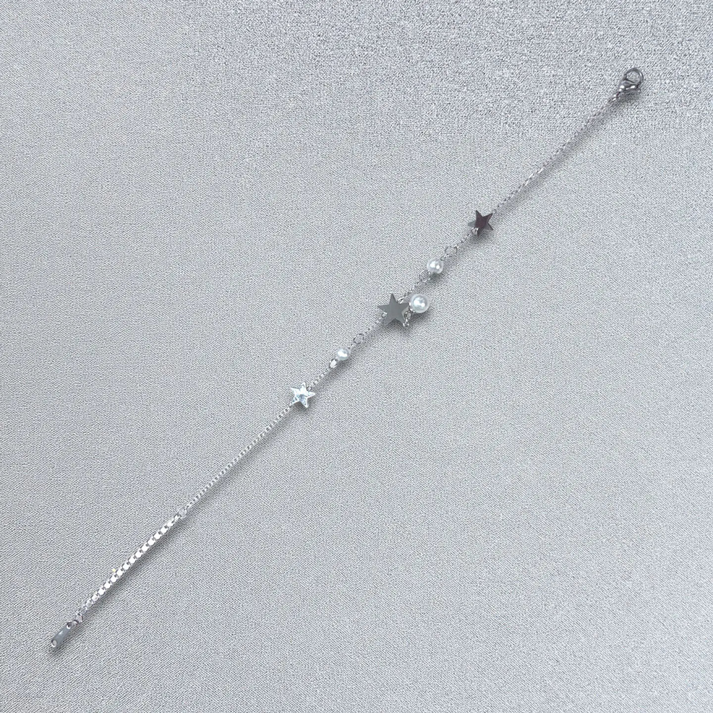 Brazalete / Tobillera de Acero inoxidable dijes-estrella y perlas 9