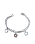 Brazalete / Tobillera  de Acero inoxidable 2 líneas Flor
