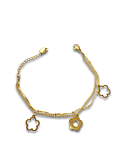 Brazalete / Tobillera  de Acero inoxidable 2 líneas Flor