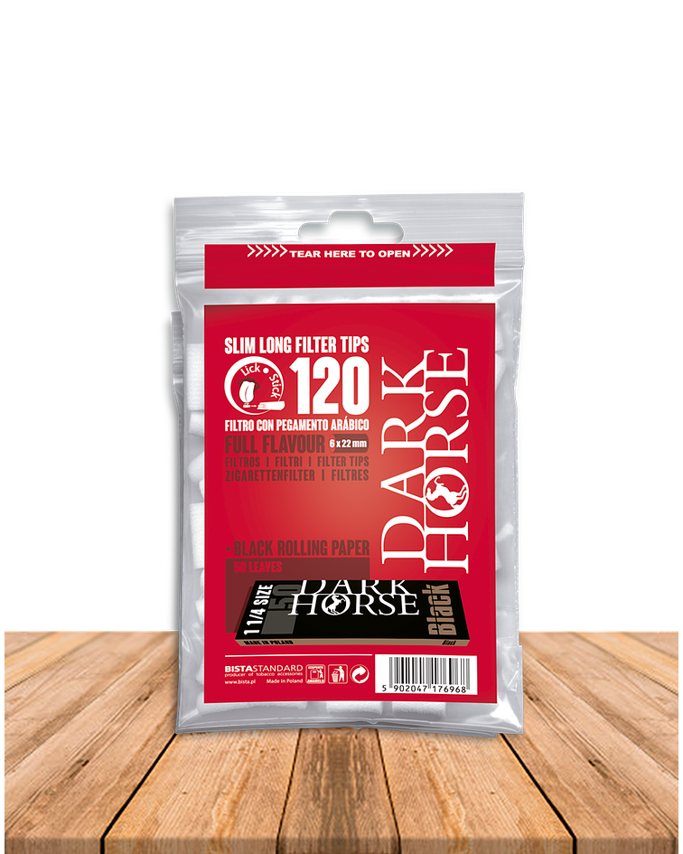 Filtro Slim Long Engomado 120 unidades + Papel Black 