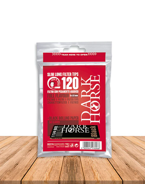 Filtro Slim Long Engomado 120 unidades + Papel Black 