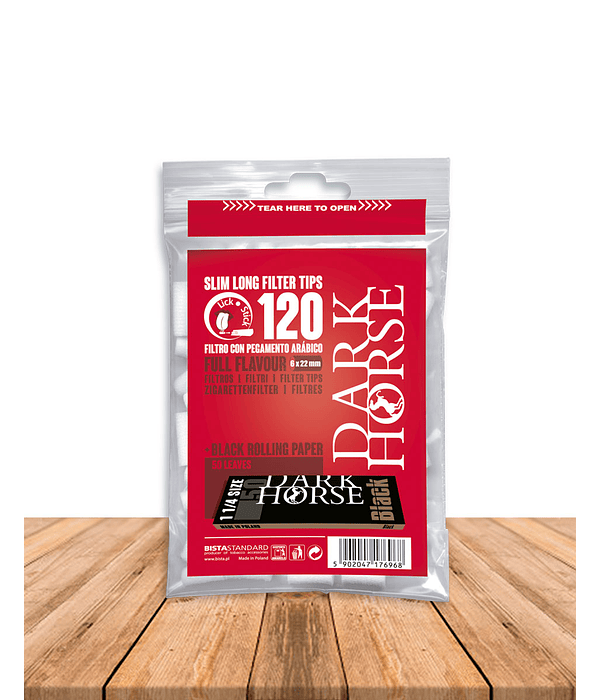 Filtro Slim Long Engomado 120 unidades + Papel Black 