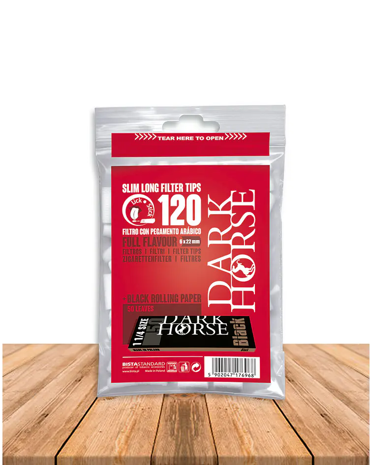 Filtro Slim Long Engomado 120 unidades + Papel Black 