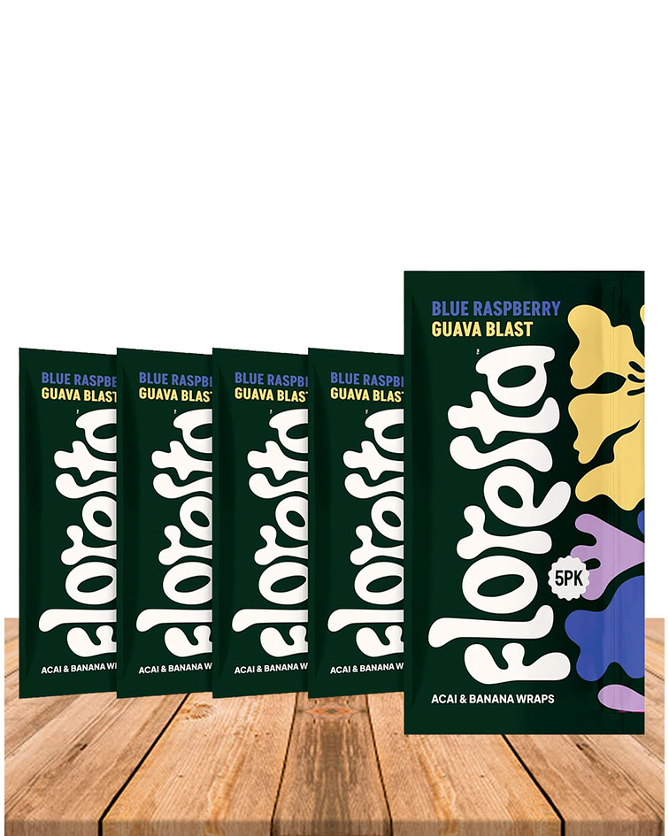 Acai Wraps Floresta Blue Raspberry Guava Blast.