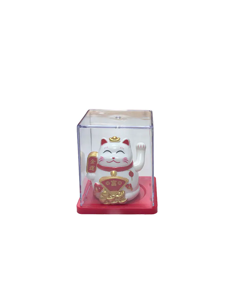 Gato de la Fortuna Solar Blanco  JI25-125