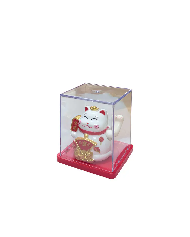 Gato de la Fortuna Solar Blanco  JI25-125