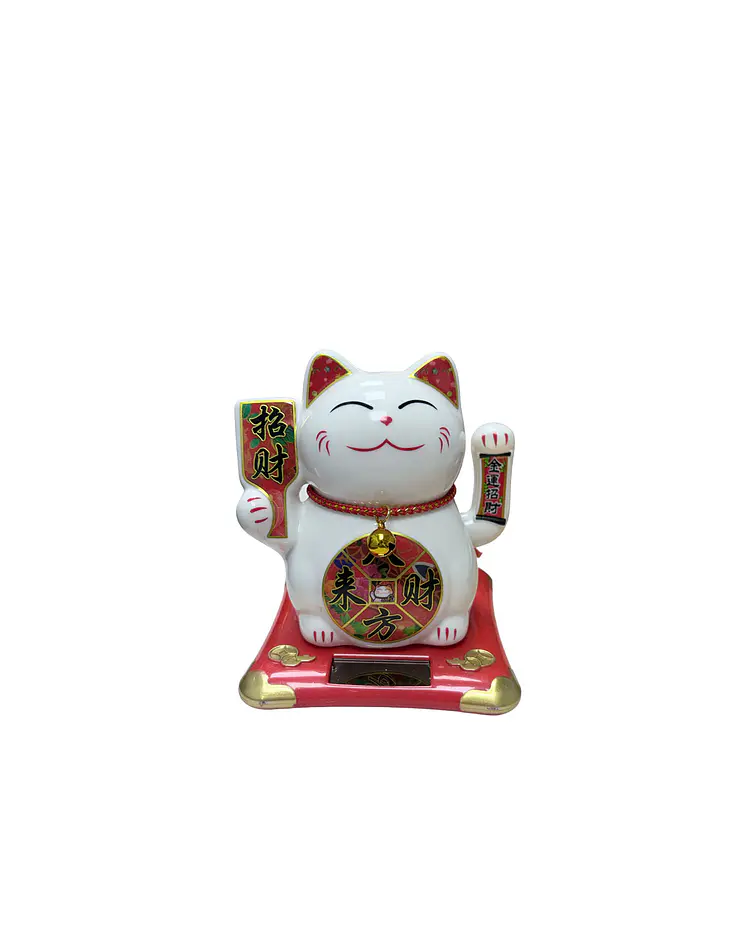 Gato de la Fortuna Solar Blanco Grande JI25-127