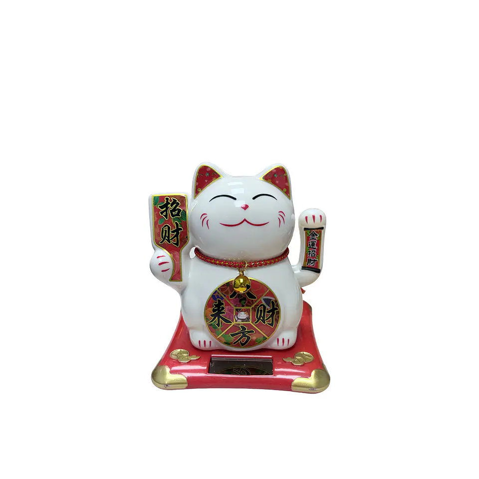 Gato de la Fortuna Solar Blanco Grande JI25-127 3