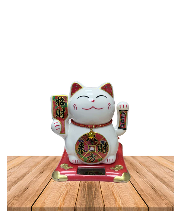 Gato de la Fortuna Solar Blanco Grande JI25-127