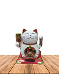 Gato de la Fortuna Solar Blanco Grande JI25-127