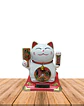 Gato de la Fortuna Solar Blanco Grande JI25-127 - Miniatura 1